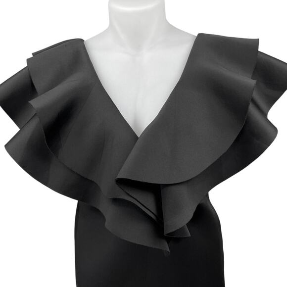 Daylight Black Tiered Ruffle Short Sleeve Deep V-Neck Mini Sheath Dress Size 2X - Picture 4 of 6